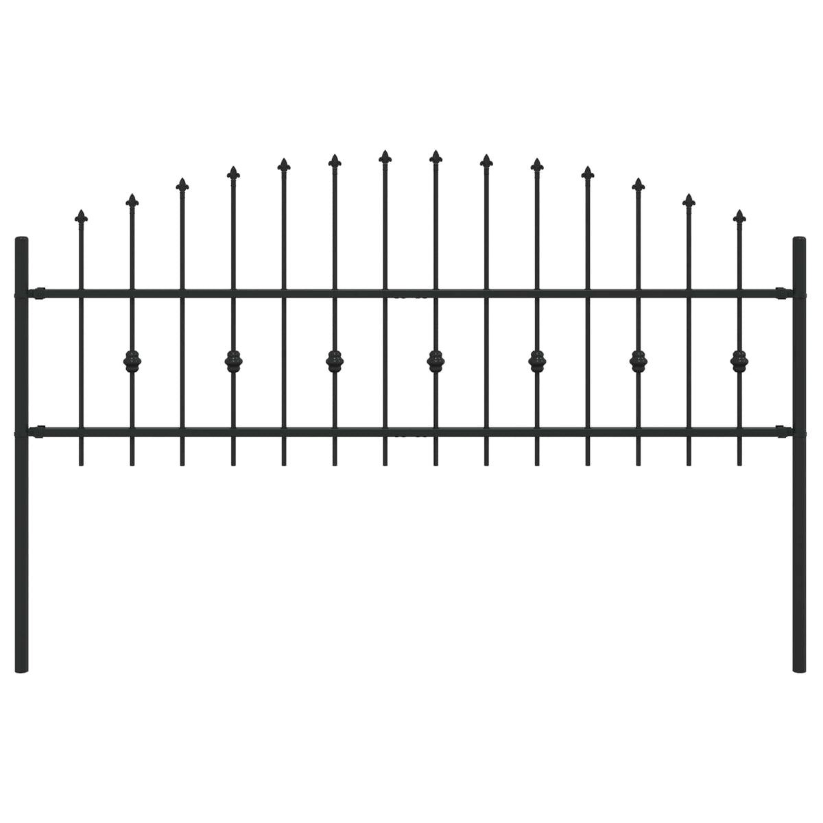 Spießzaun ASTEN 200 x 80 cm Pulverbeschichteter Stahl Schwarz