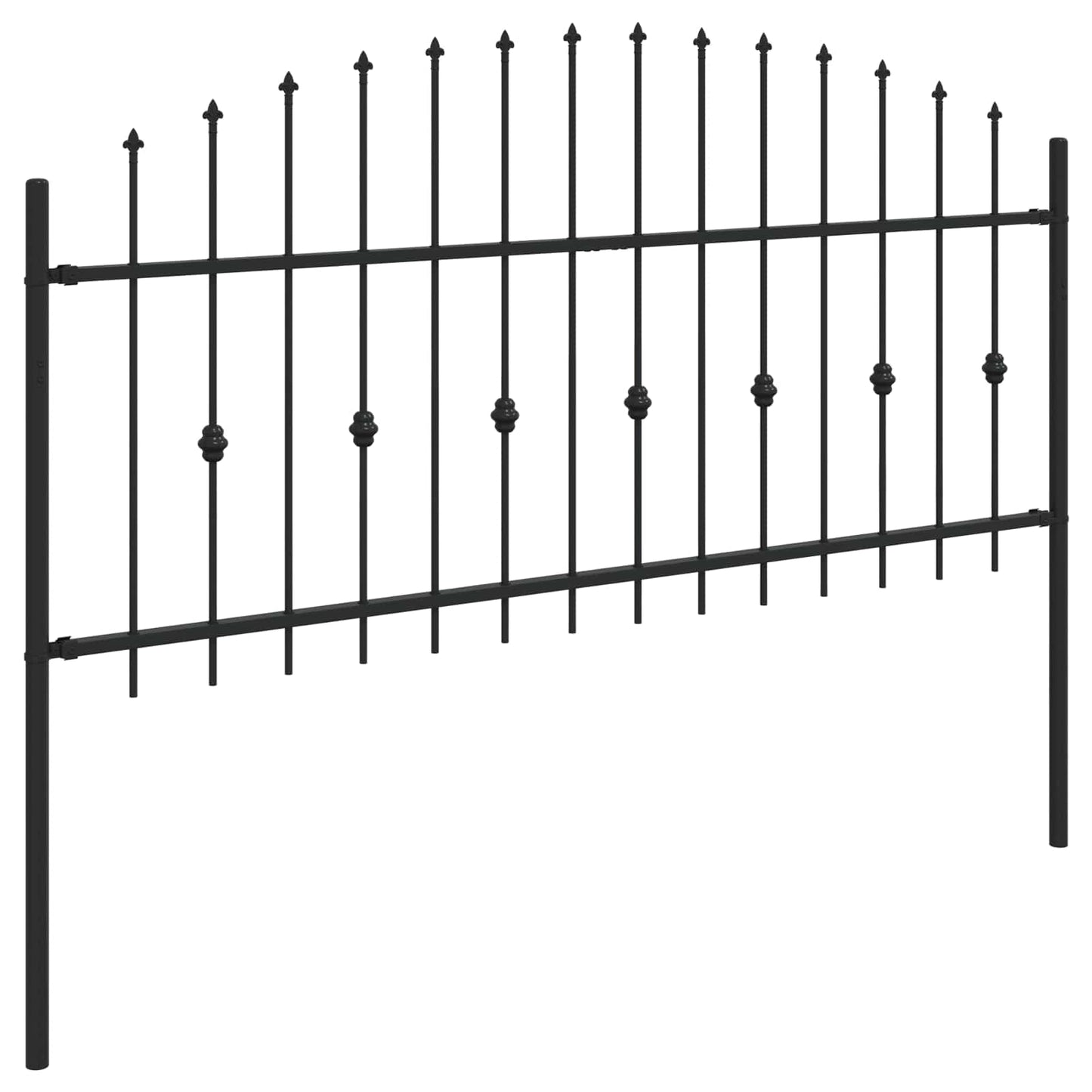 Spießzaun ASTEN 200 x 130 cm Pulverbeschichteter Stahl Schwarz