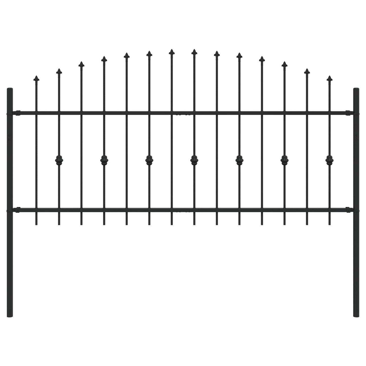 Spießzaun ASTEN 200 x 130 cm Pulverbeschichteter Stahl Schwarz