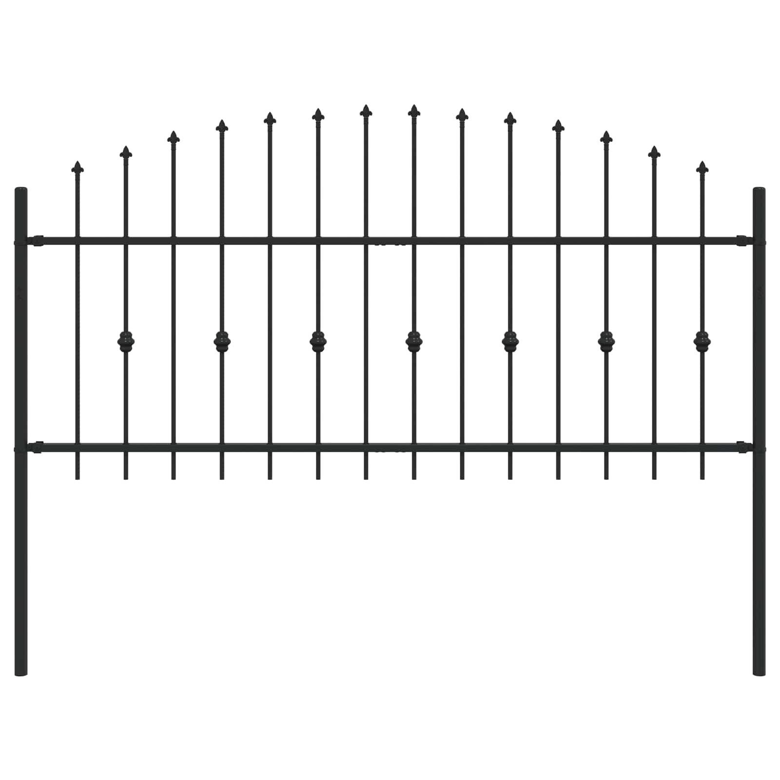Spießzaun ASTEN 200 x 130 cm Pulverbeschichteter Stahl Schwarz