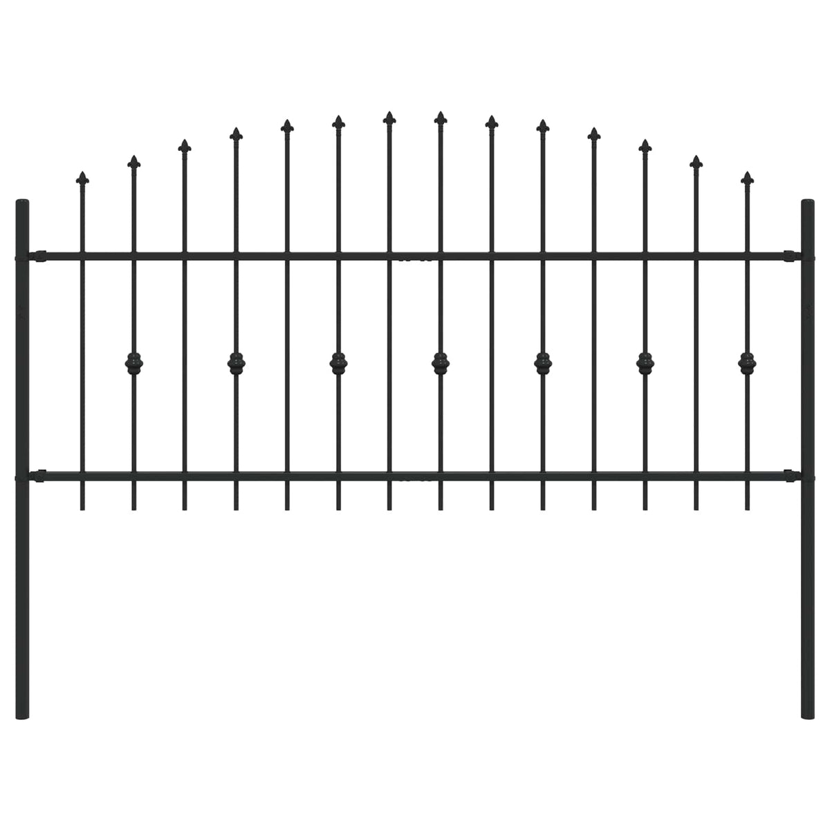 Spießzaun ASTEN 200 x 100 cm Pulverbeschichteter Stahl Schwarz