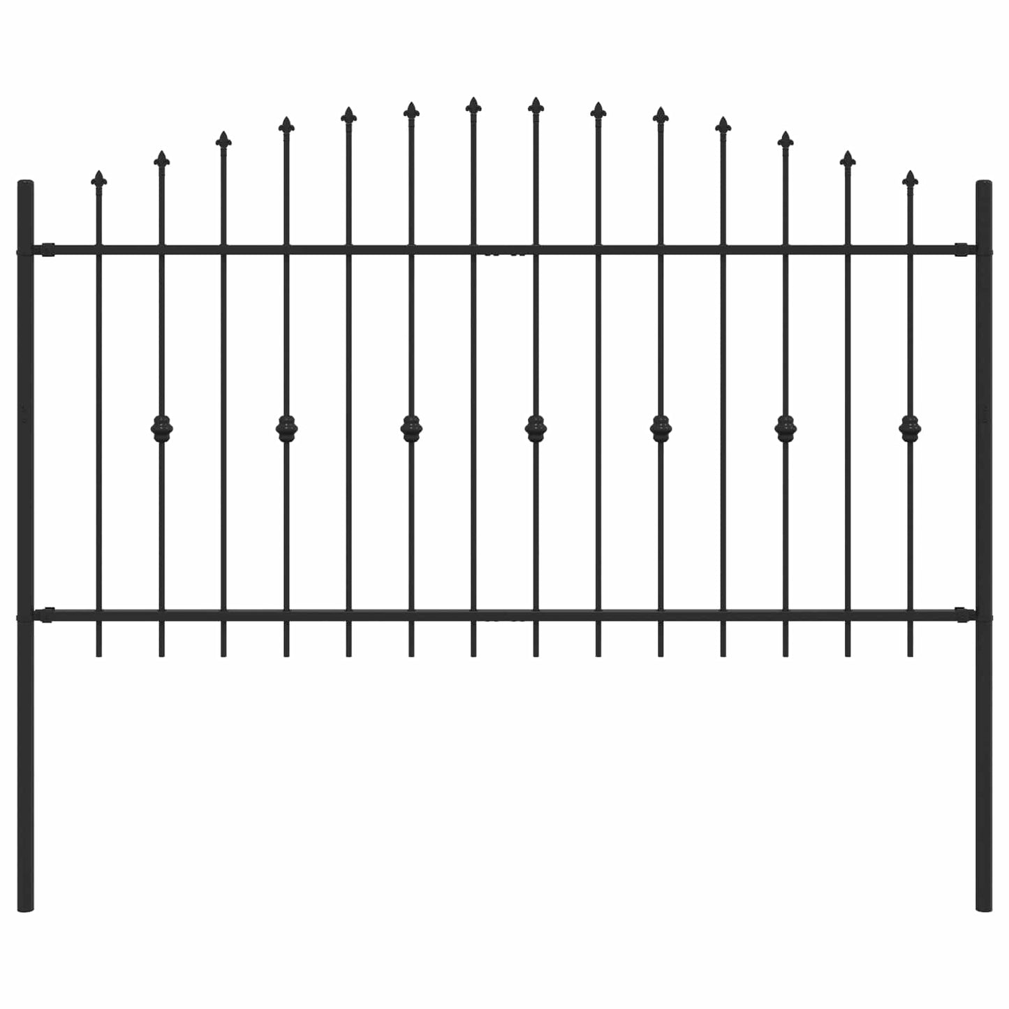 Spießzaun ASTEN 200 x 150 cm Pulverbeschichteter Stahl Schwarz