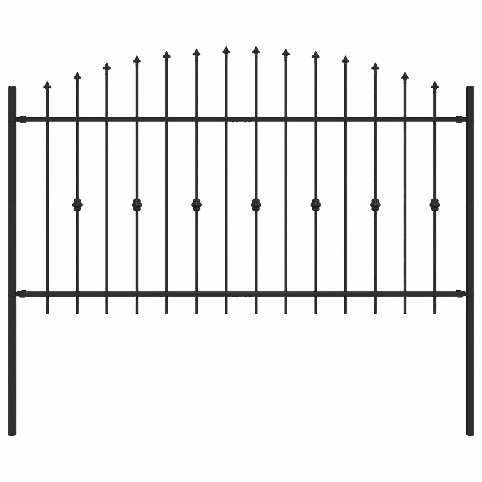 Spießzaun ASTEN 200 x 150 cm Pulverbeschichteter Stahl Schwarz
