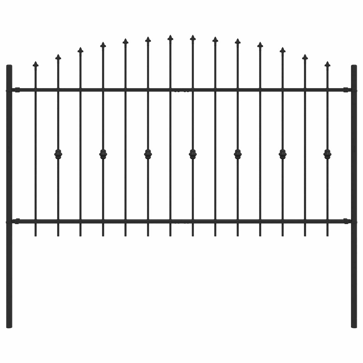 Spießzaun ASTEN 200 x 115 cm Pulverbeschichteter Stahl Schwarz