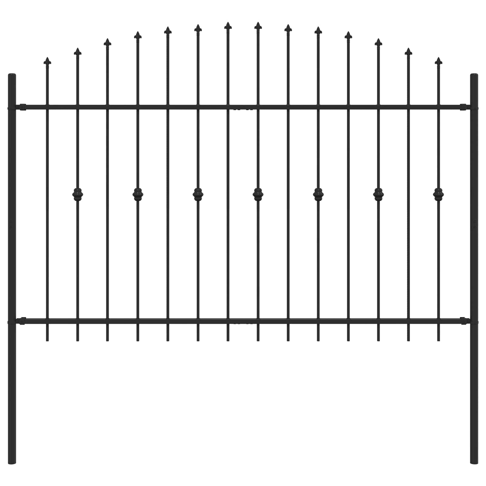 Spießzaun ASTEN 200 x 166 cm Pulverbeschichteter Stahl Schwarz