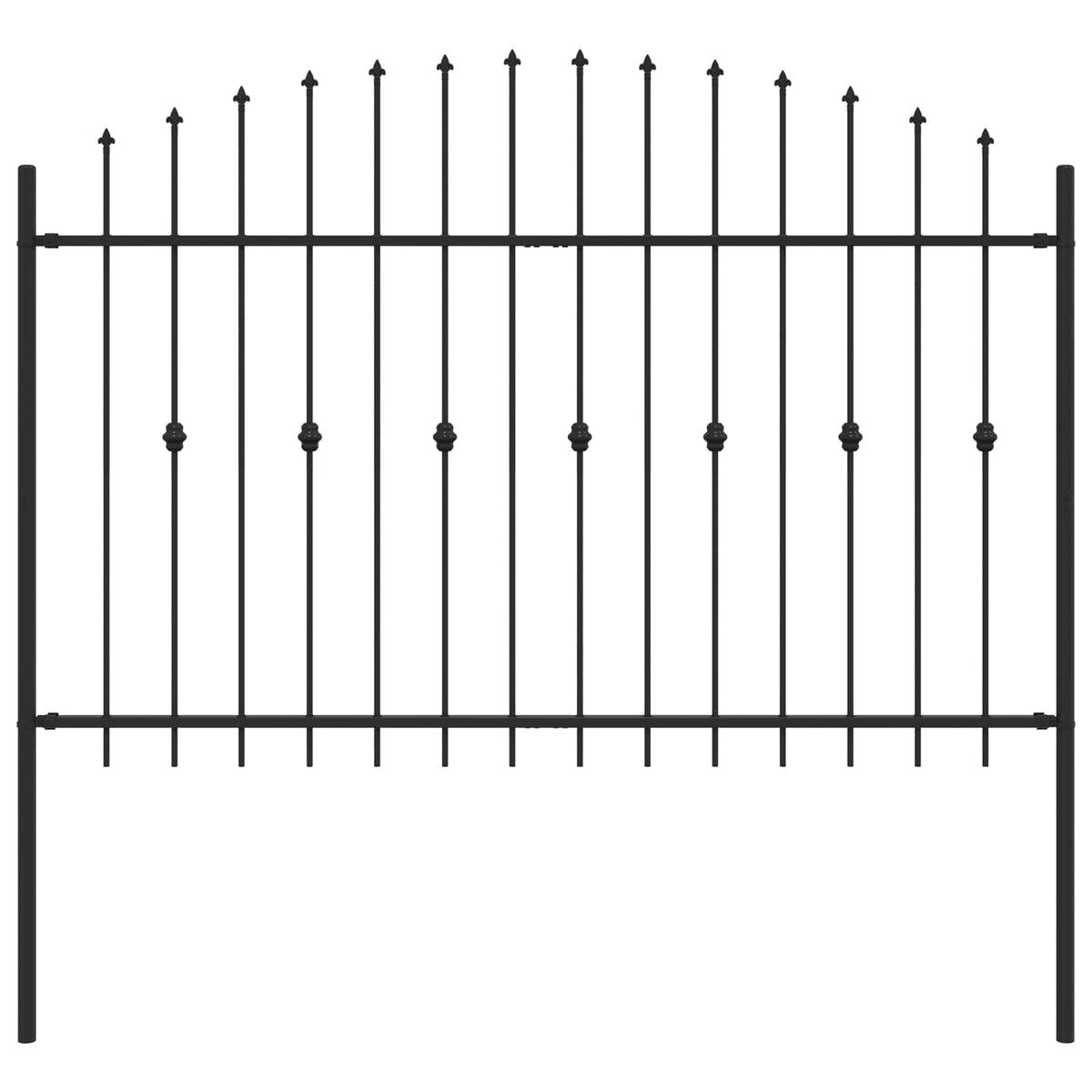 Spießzaun ASTEN 200 x 136 cm Pulverbeschichteter Stahl Schwarz