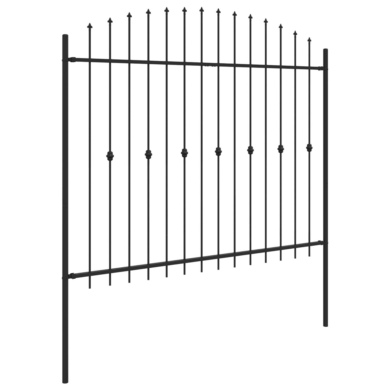 Spießzaun ASTEN 200 x 200 cm Pulverbeschichteter Stahl Schwarz