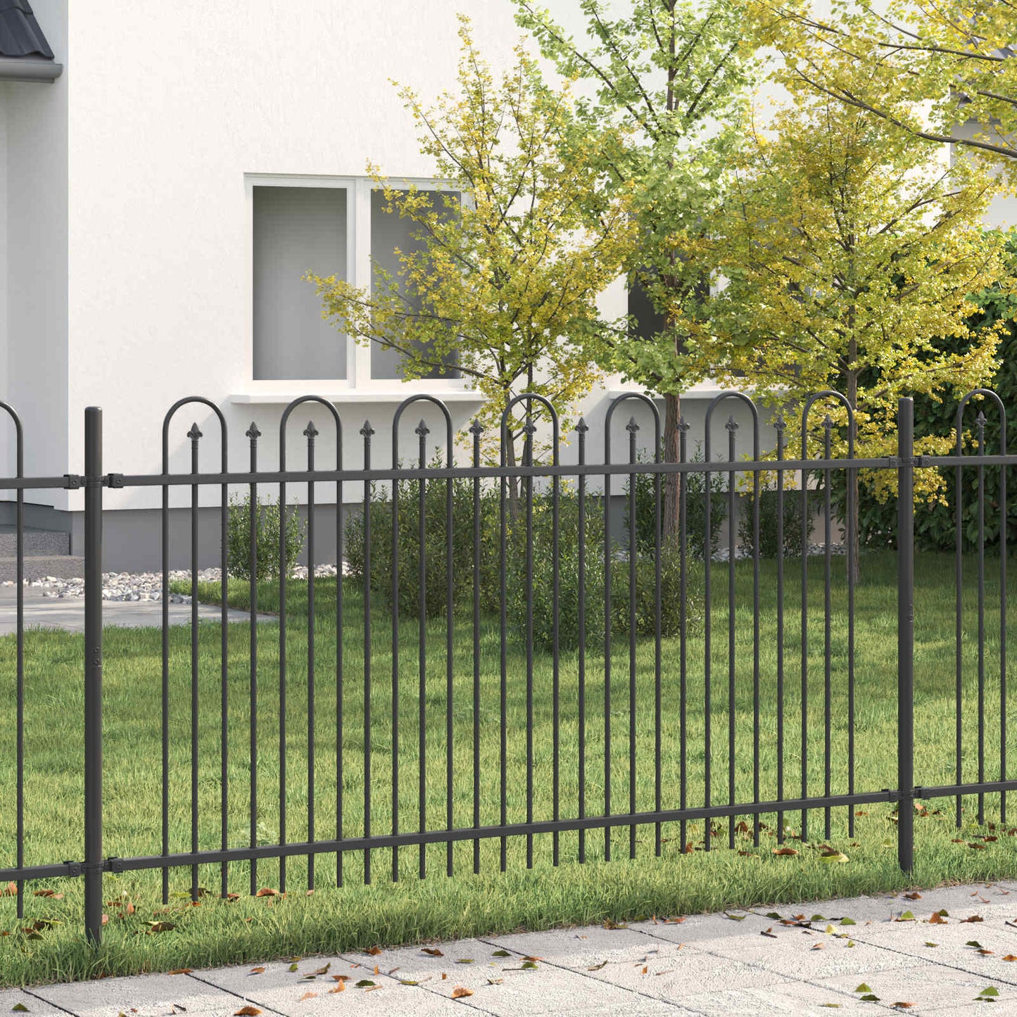 Spitzenbogenzaun DRONTEN 200 x 150 cm Pulverbeschichteter Stahl