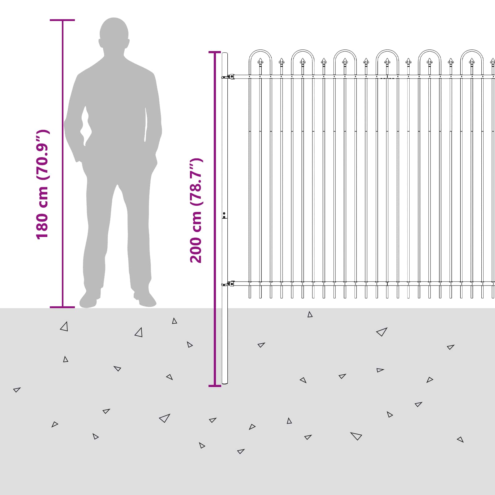 Spitzenbogenzaun DRONTEN 200 x 200 cm Pulverbeschichteter Stahl