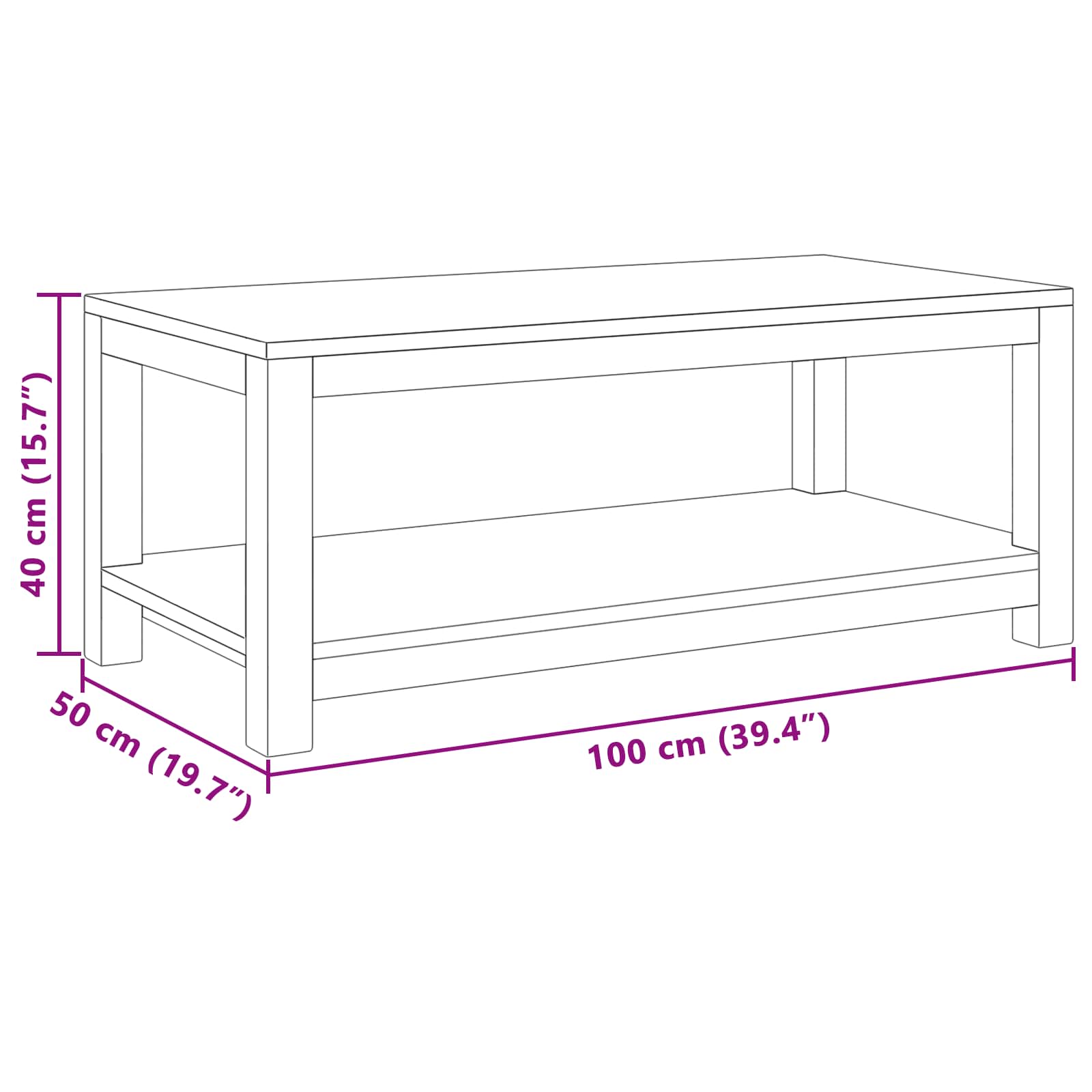 Couchtisch Natur 100 x 50 x 40 cm Massivholz Teak