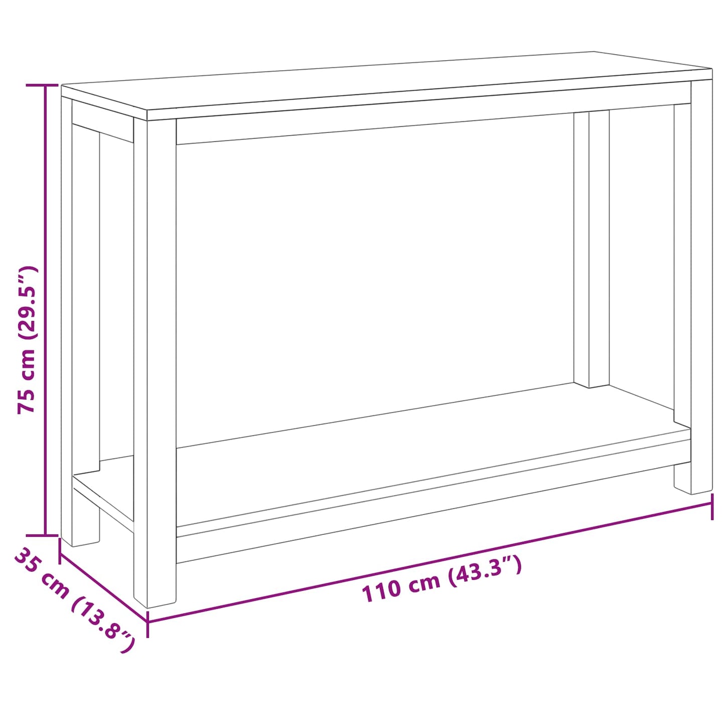 Konsolentisch Natur 110 x 35 x 75 cm Massivholz Teak
