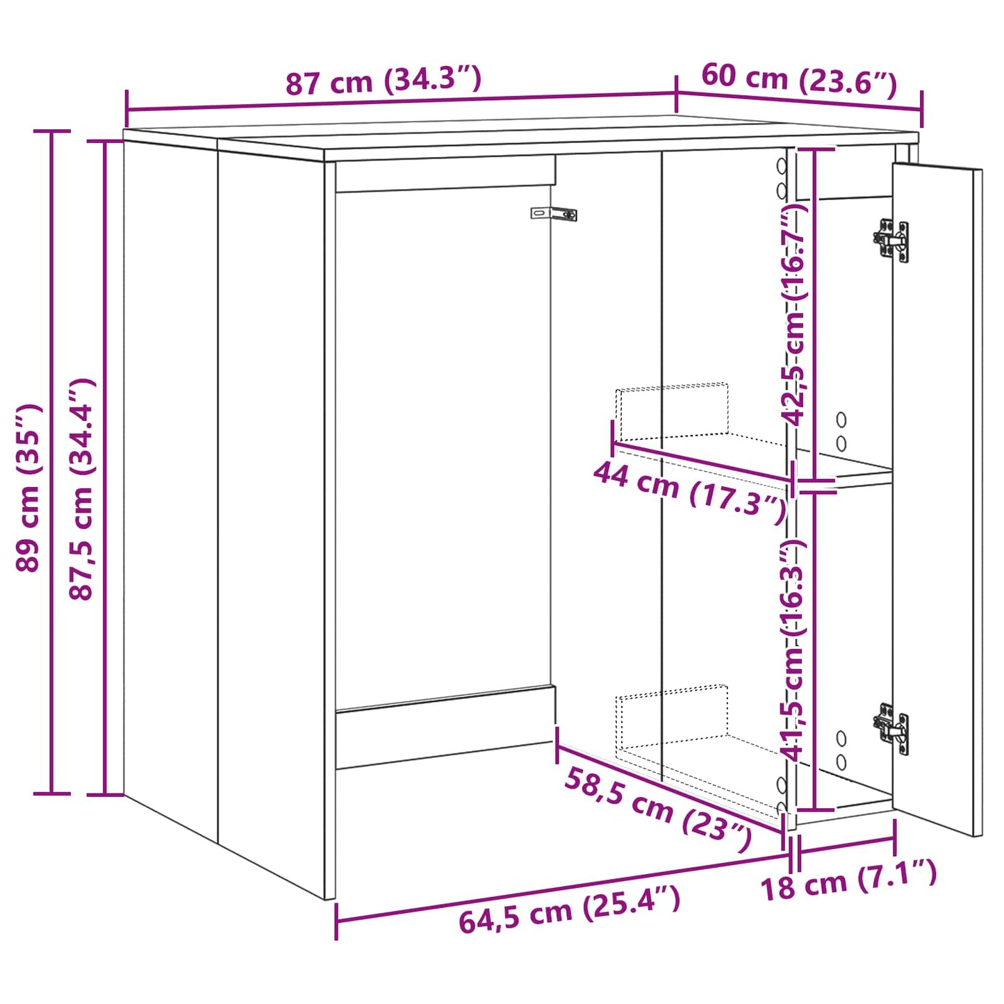Waschmaschinen-Schrank Weiß 87 x 60 x 89 cm Holzwerkstoff