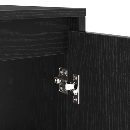 Waschmaschinen-Schrank Schwarz Eichen-Optik 87 x 60 x 89 cm