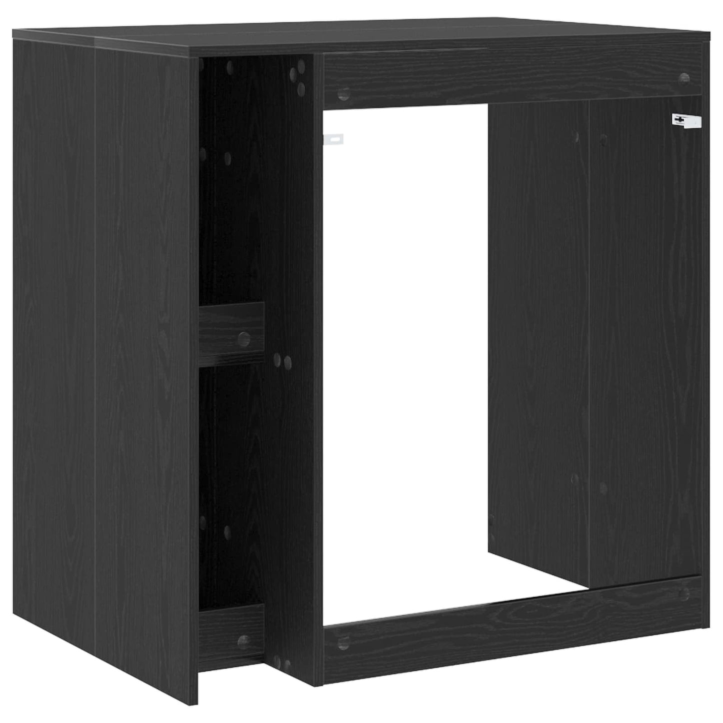 Waschmaschinen-Schrank Schwarz Eichen-Optik 87 x 60 x 89 cm