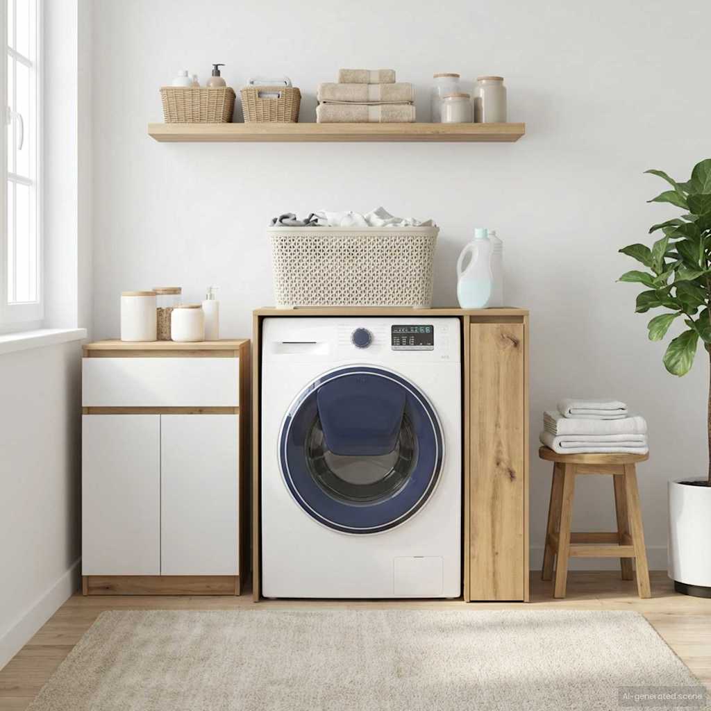 Waschmaschinen-Schrank mit Tür Artisan-Eiche 87 x 60 x 89 cm