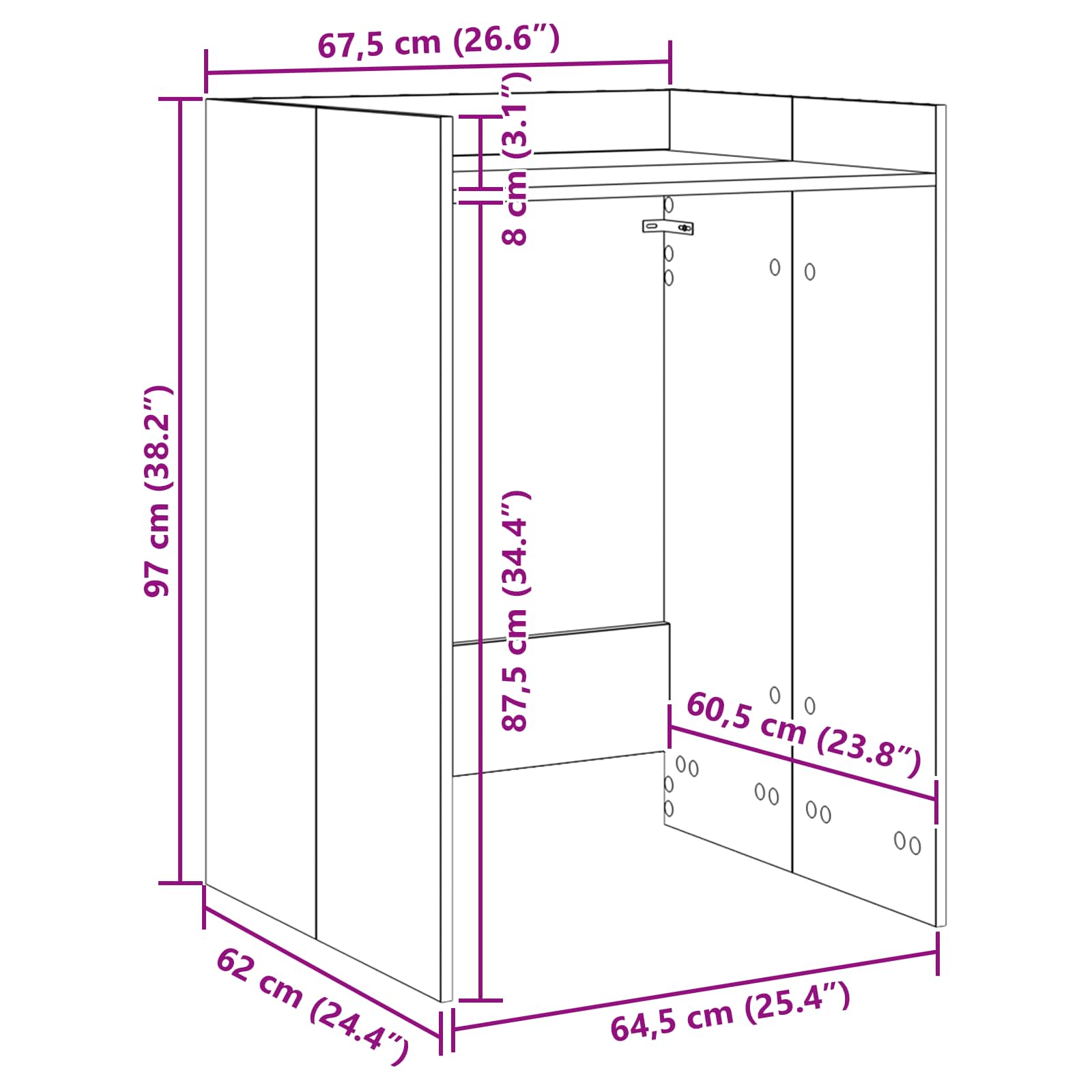 Waschmaschinen-Schrank Beton 67,5 x 62 x 97 cm Holzwerkstoff