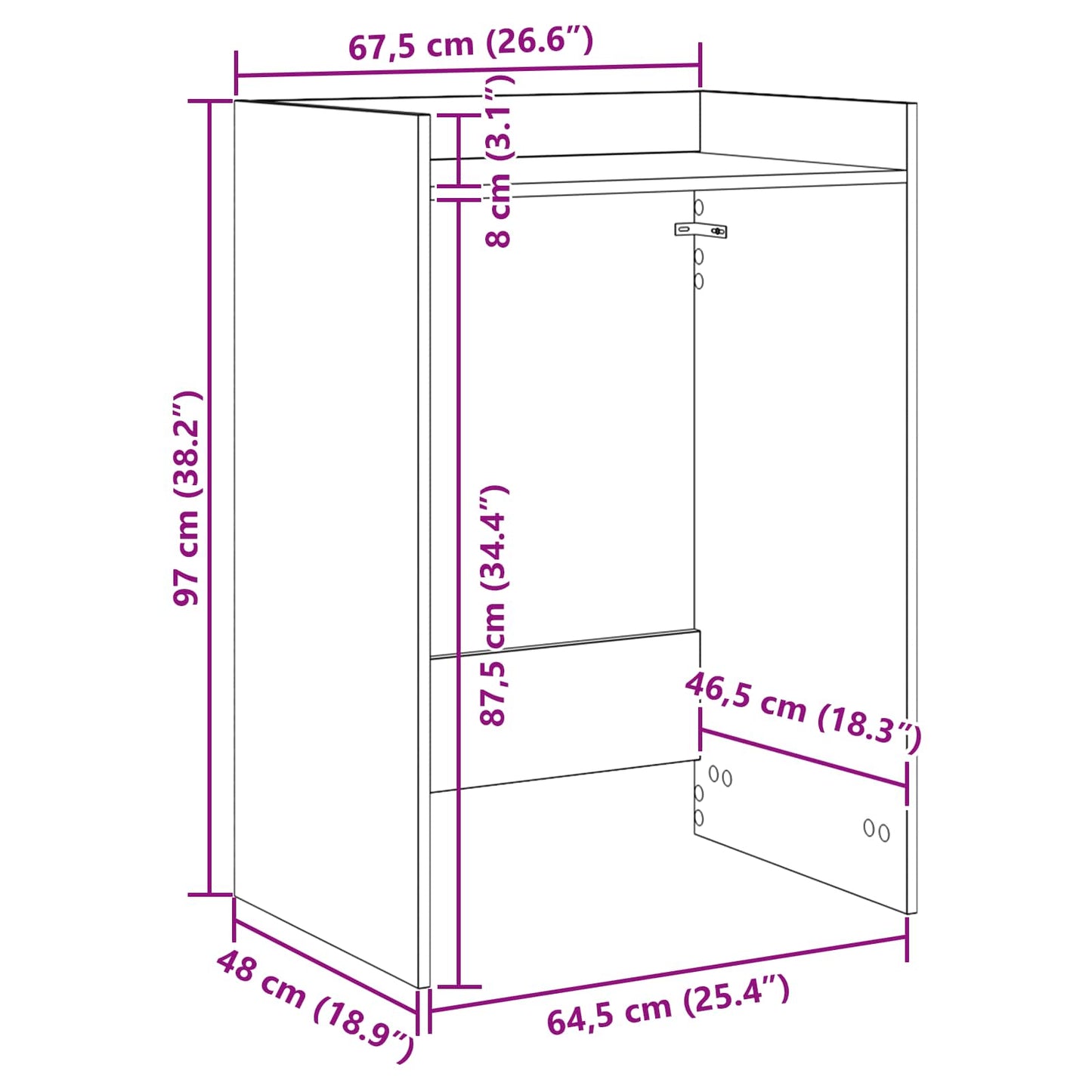 Waschmaschinen-Schrank Beton 67,5 x 48 x 97 cm Holzwerkstoff