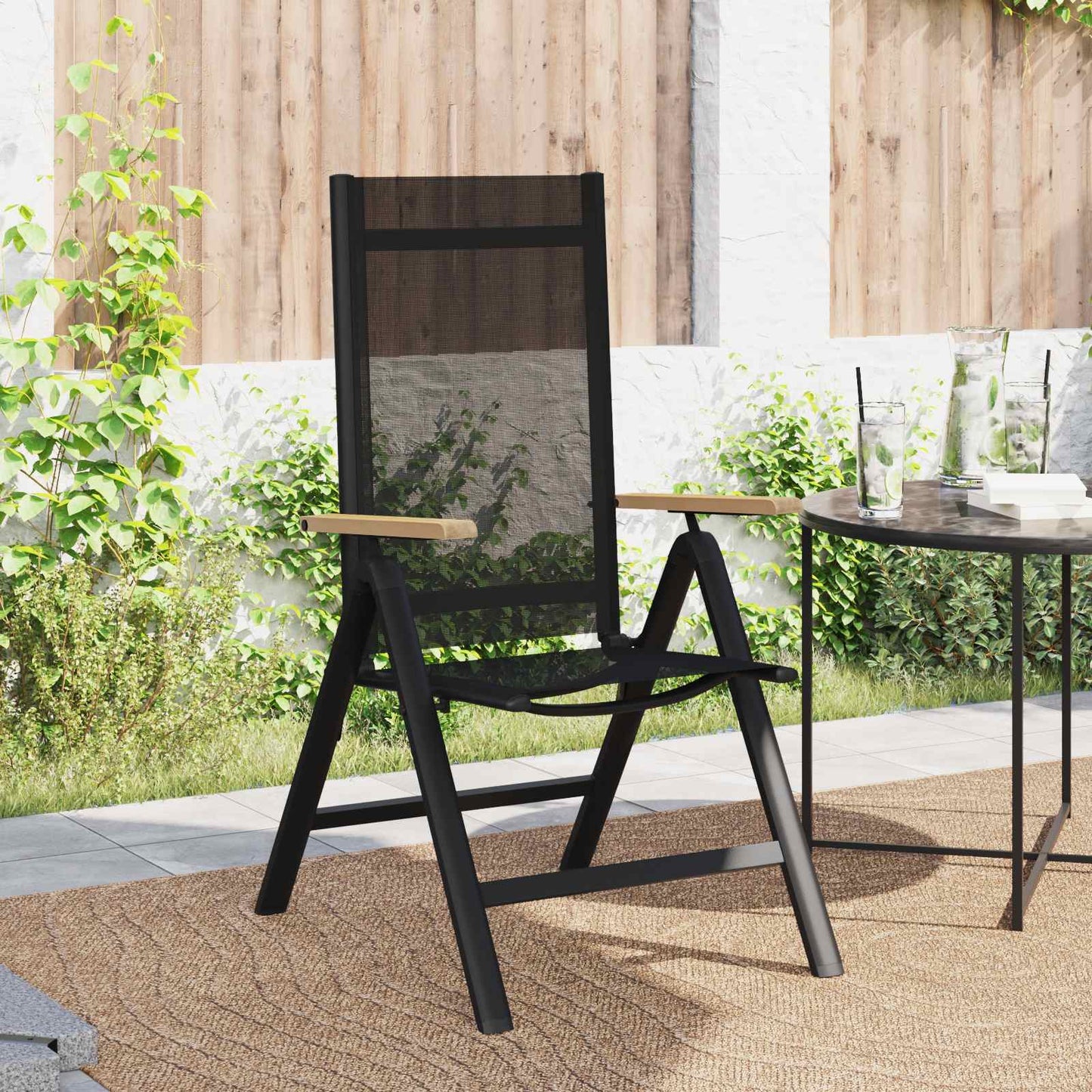 Liegestühle für den Garten 2 stk. Schwarz Textilene