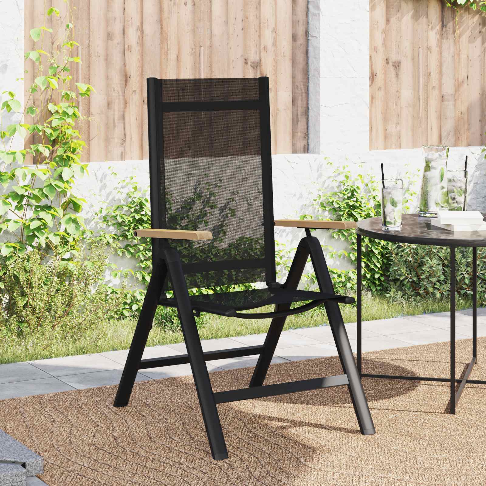 Liegestühle für den Garten 2 stk. Schwarz Textilene