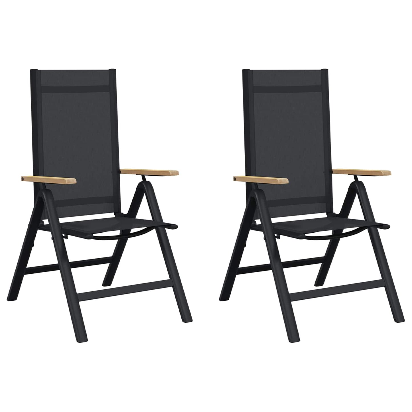 Liegestühle für den Garten 2 stk. Schwarz Textilene