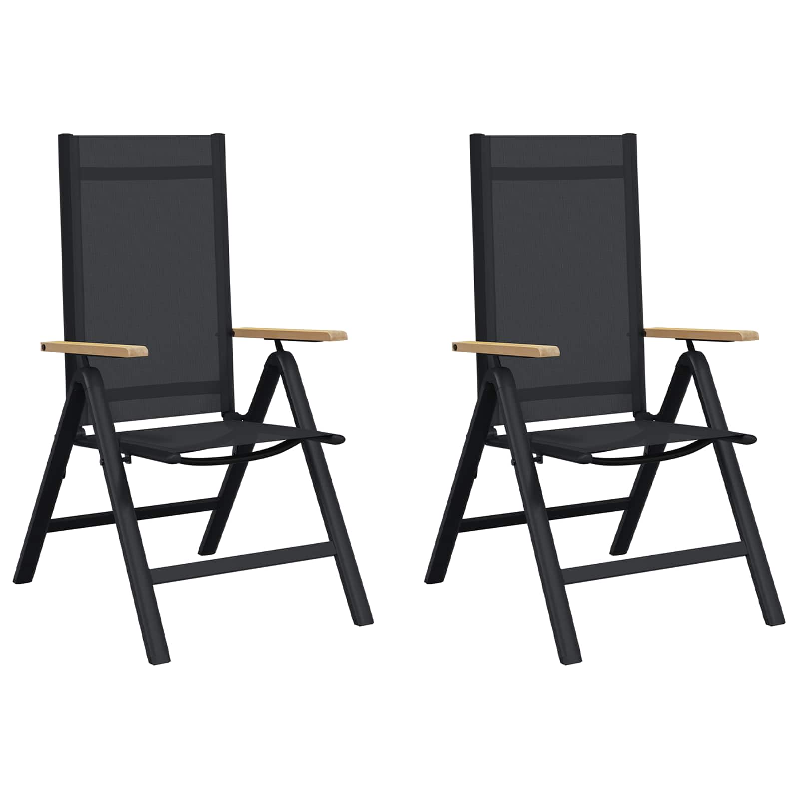 Liegestühle für den Garten 2 stk. Schwarz Textilene