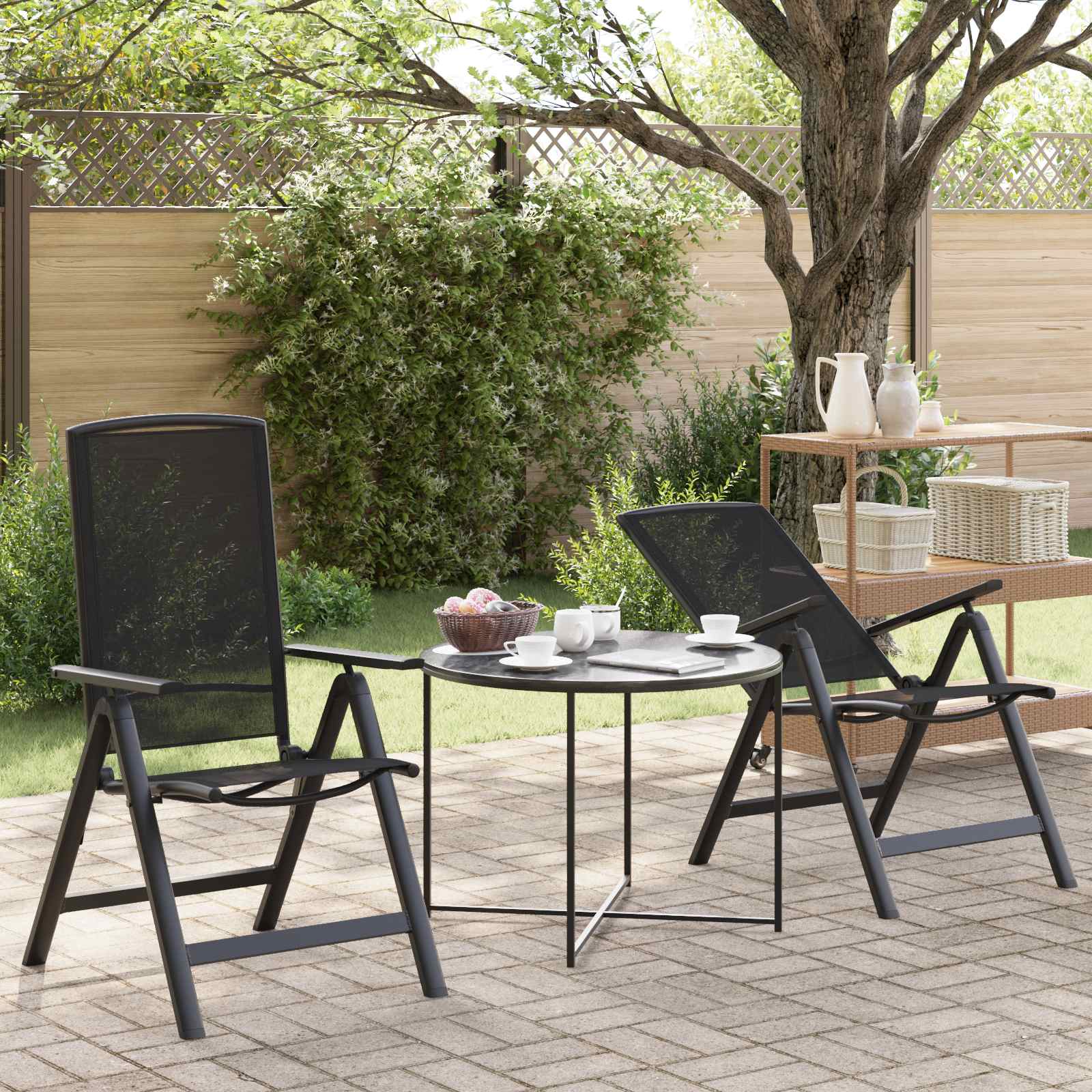 Liegestühle für den Garten 2 stk. Schwarz Textilene