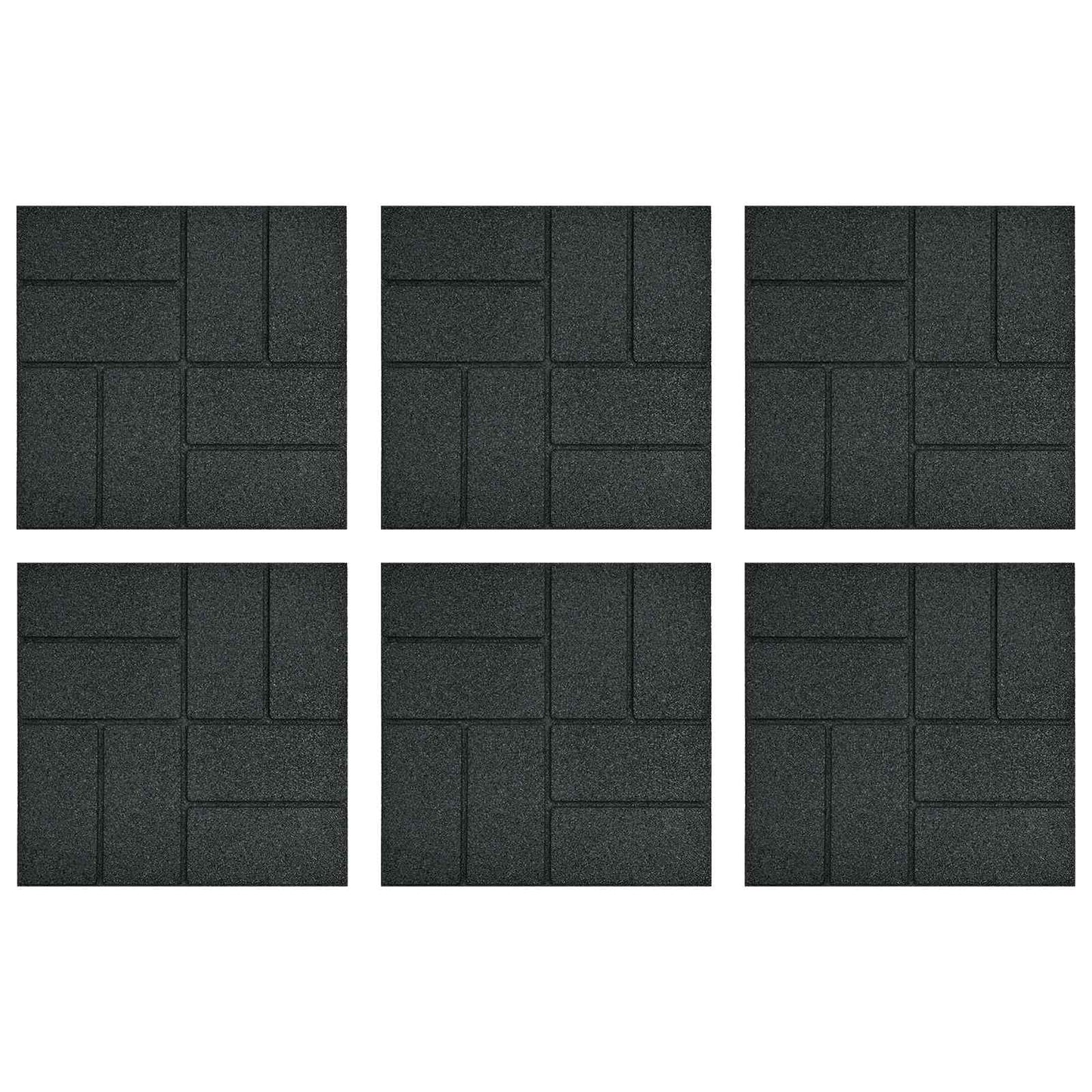 Gehwegstein 6 Stk. Schwarz 40,5 x 40,5 x 2 cm Gummi