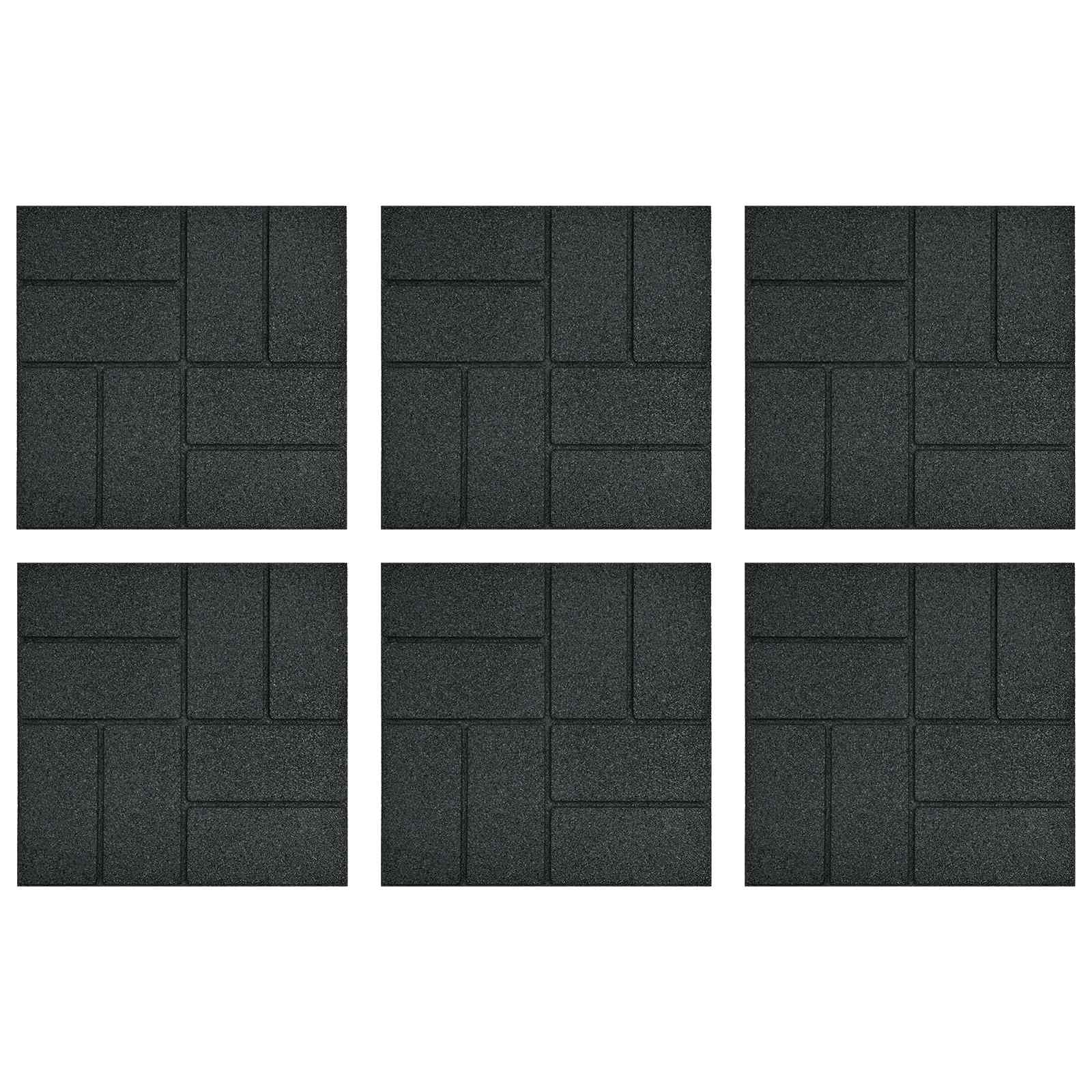 Gehwegstein 6 Stk. Schwarz 40,5 x 40,5 x 2 cm Gummi