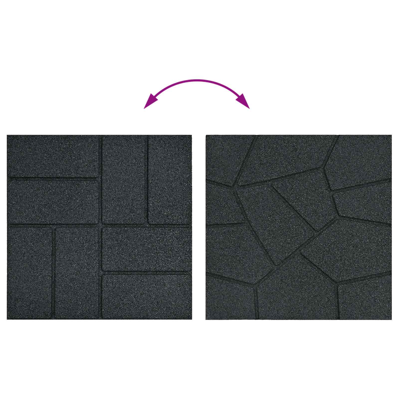 Gehwegstein 6 Stk. Schwarz 40,5 x 40,5 x 2 cm Gummi