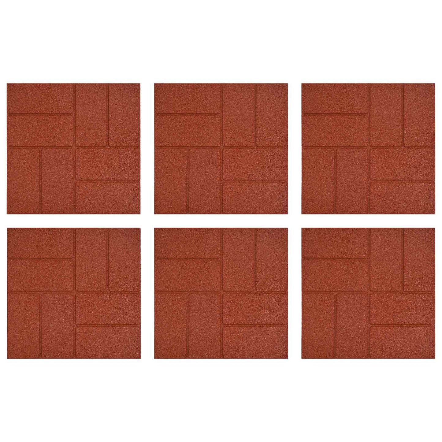 Gehwegstein 6 Stk. Rot 40,5 x 40,5 x 2 cm Gummi