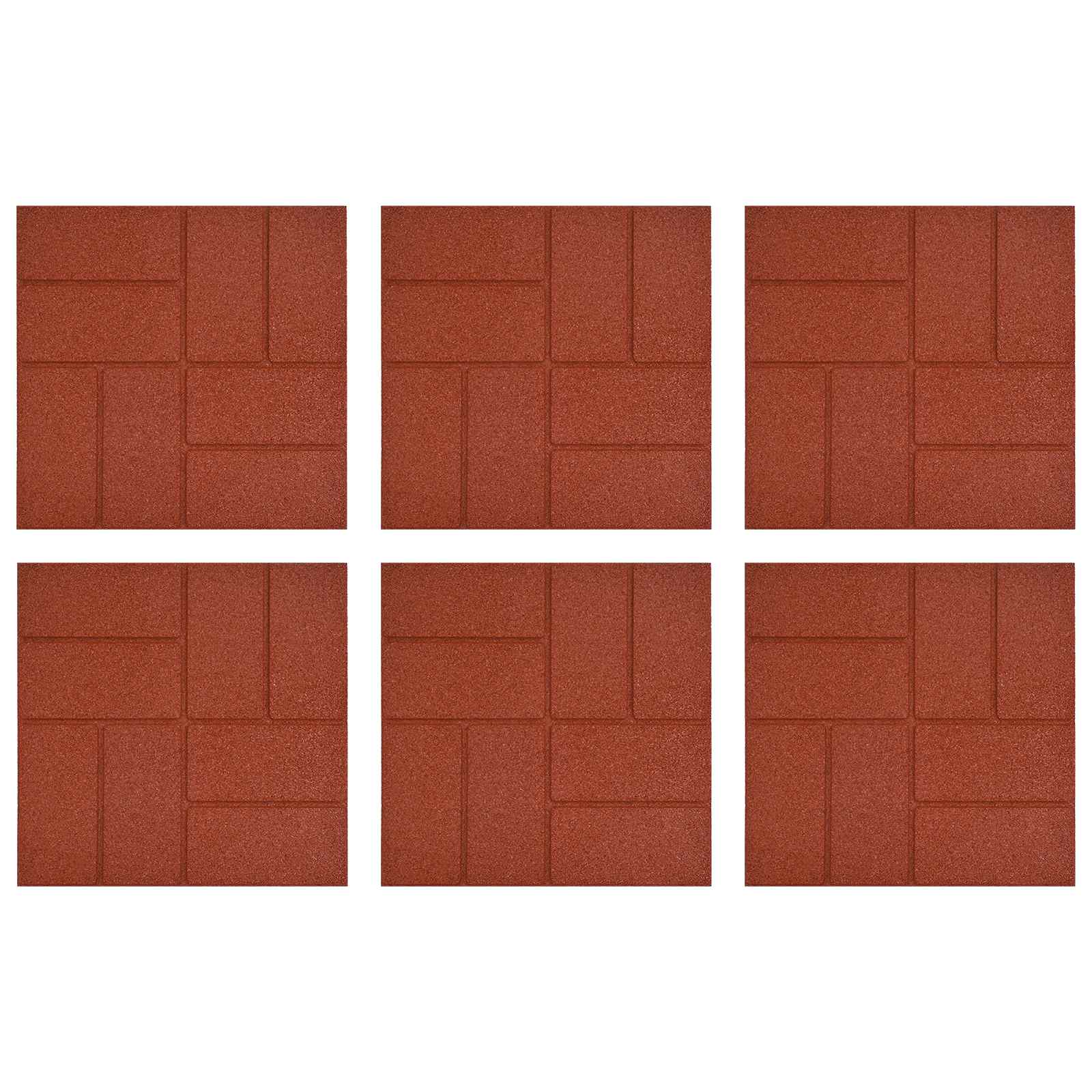 Gehwegstein 6 Stk. Rot 40,5 x 40,5 x 2 cm Gummi