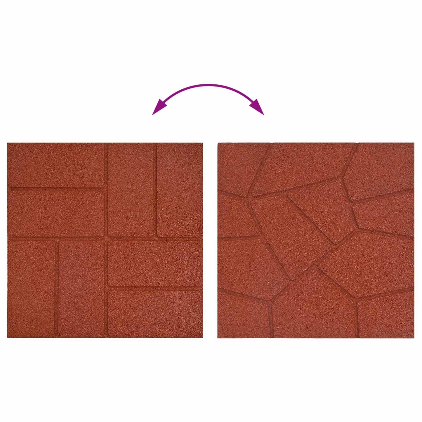 Gehwegstein 6 Stk. Rot 40,5 x 40,5 x 2 cm Gummi