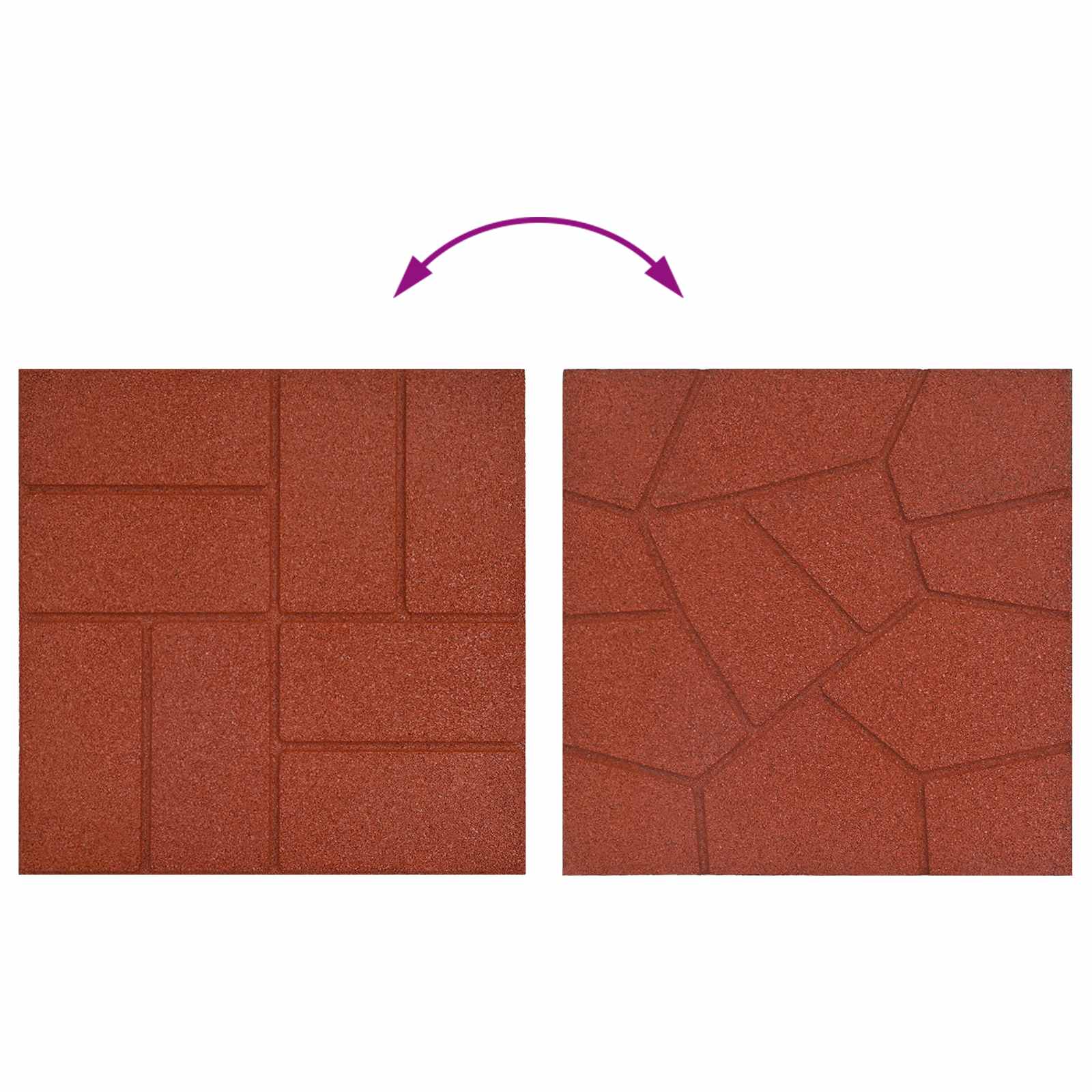 Gehwegstein 6 Stk. Rot 40,5 x 40,5 x 2 cm Gummi