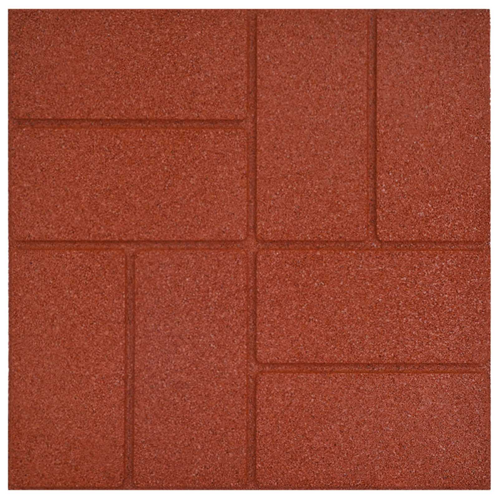 Gehwegstein 6 Stk. Rot 40,5 x 40,5 x 2 cm Gummi