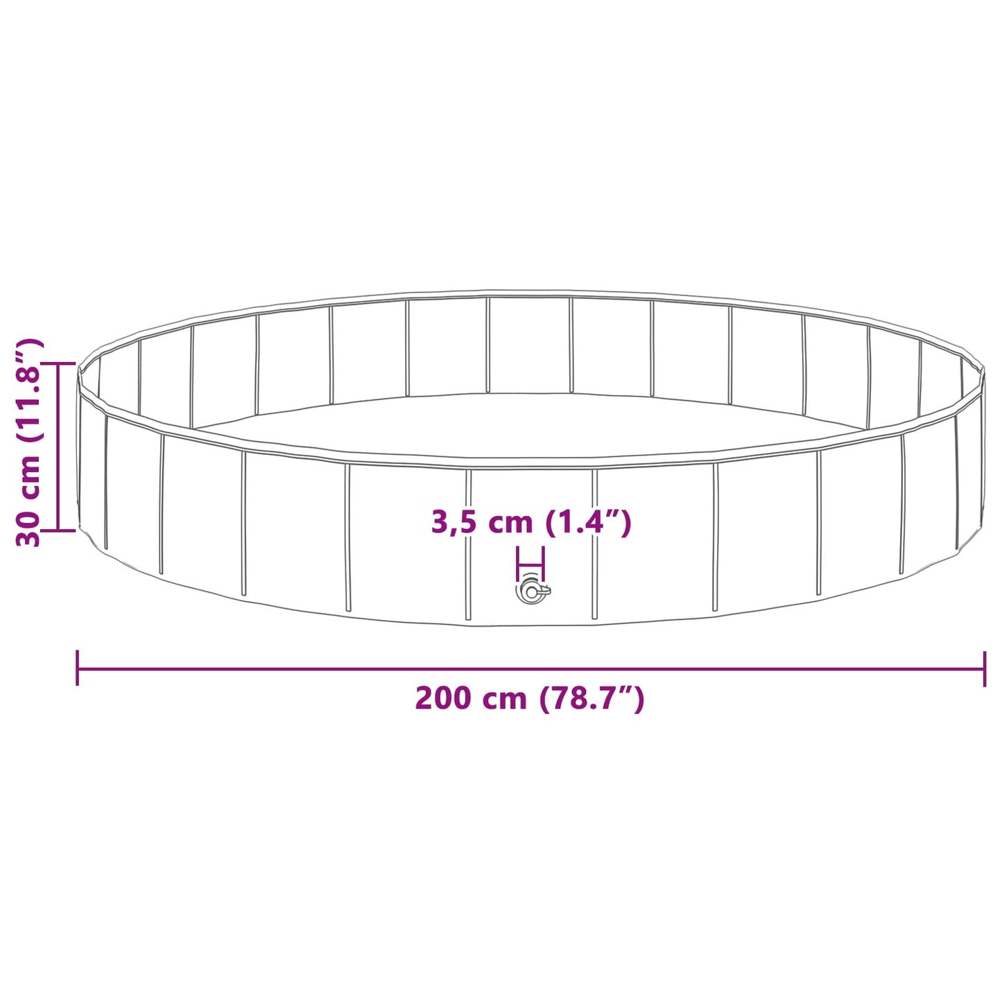 Hundepool Ø200 x 30 cm Dicker PVC Rot