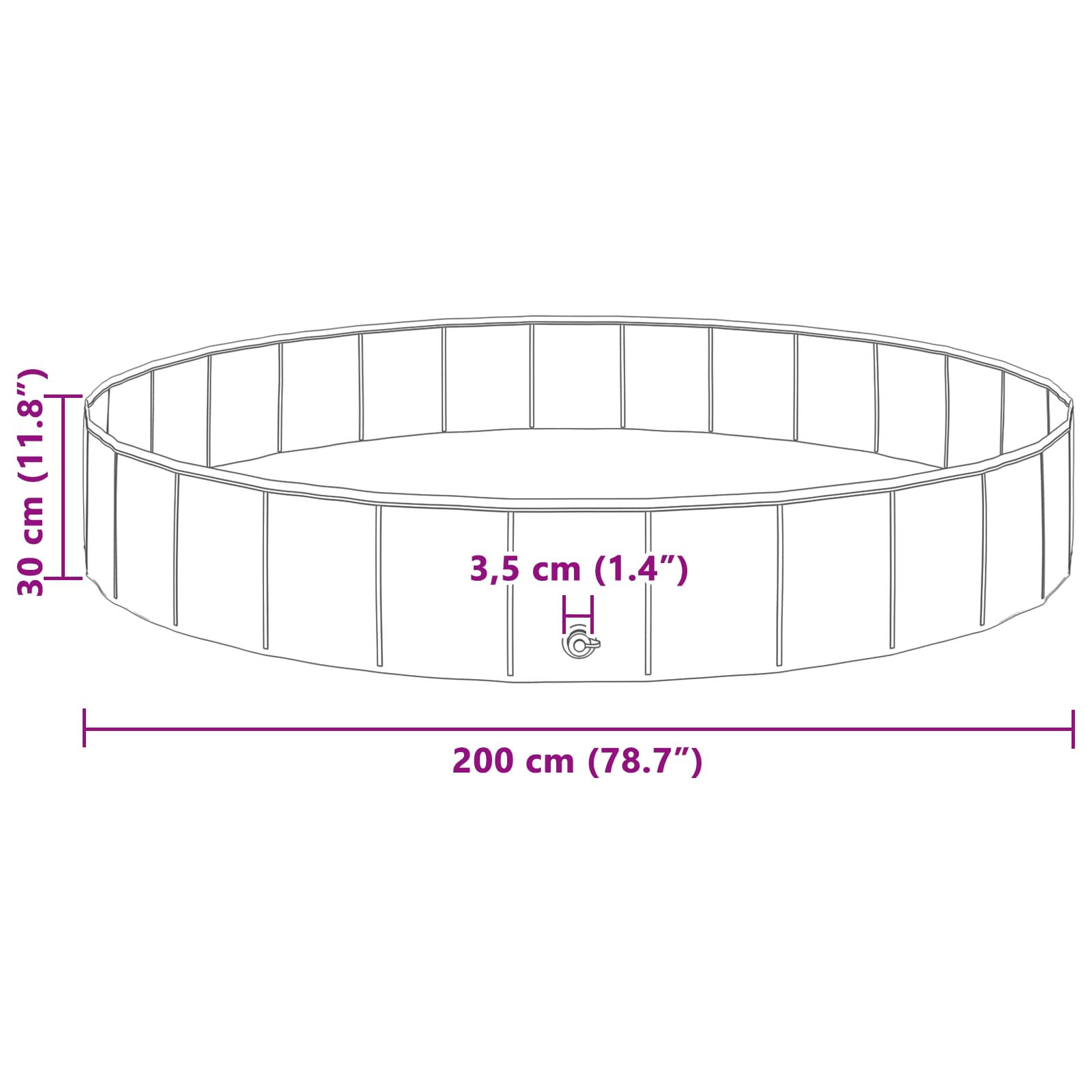 Hundepool Ø200 x 30 cm Dicker PVC Rot