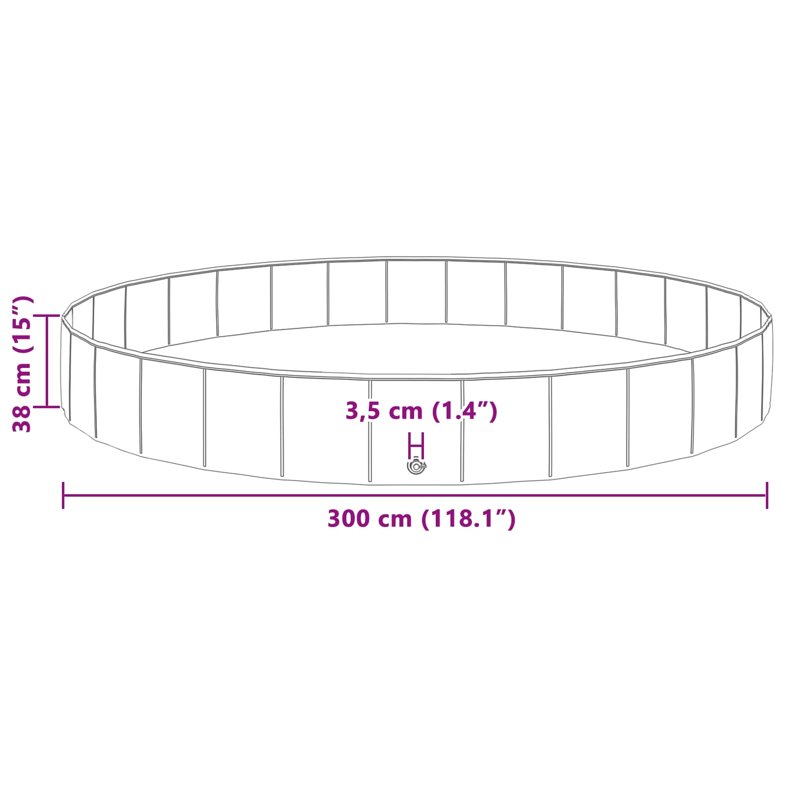 Hundepool Ø300 x 38 cm Dicker PVC Rot