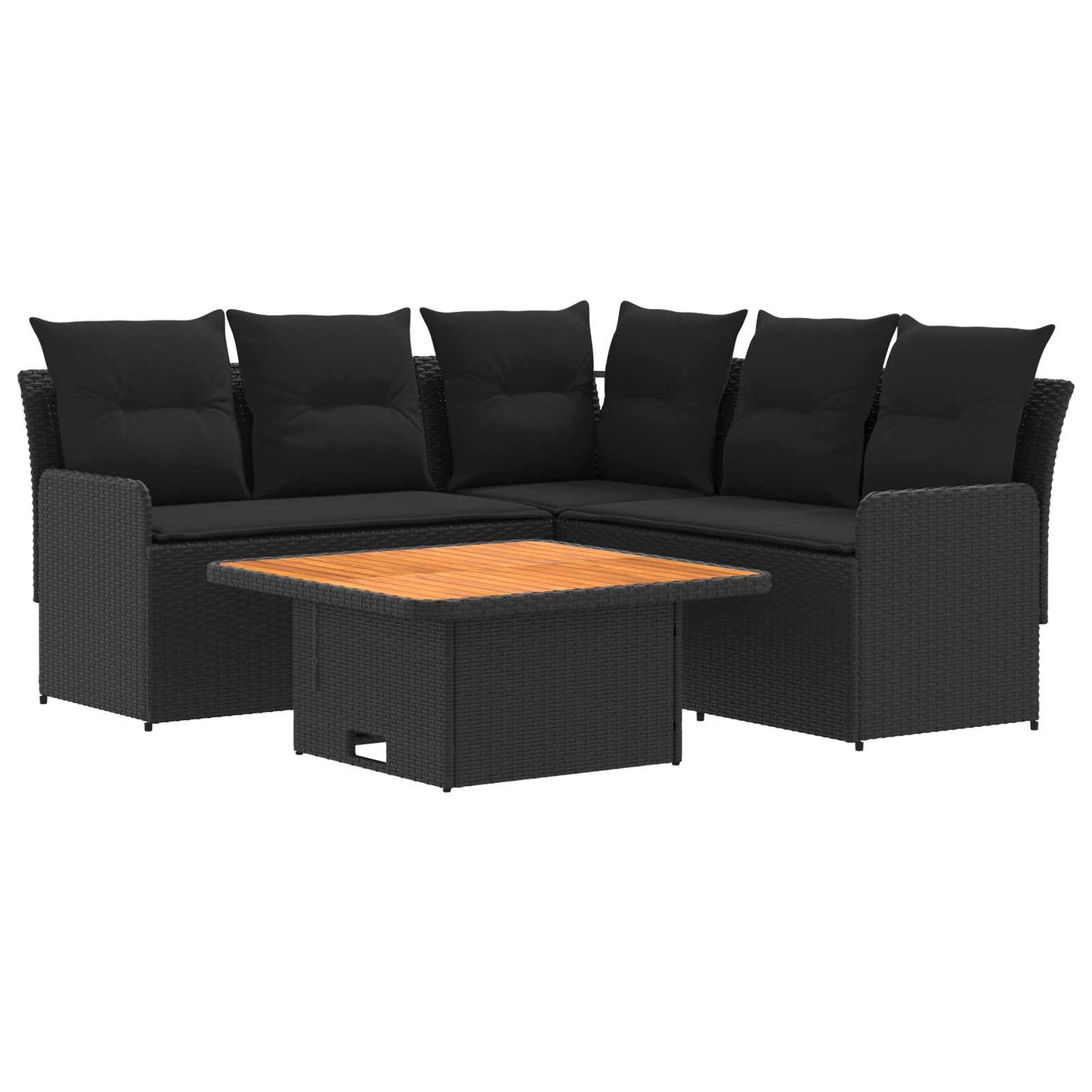 Möbelsets mit Kissen 4 pcs Schwarz PE-Rattan