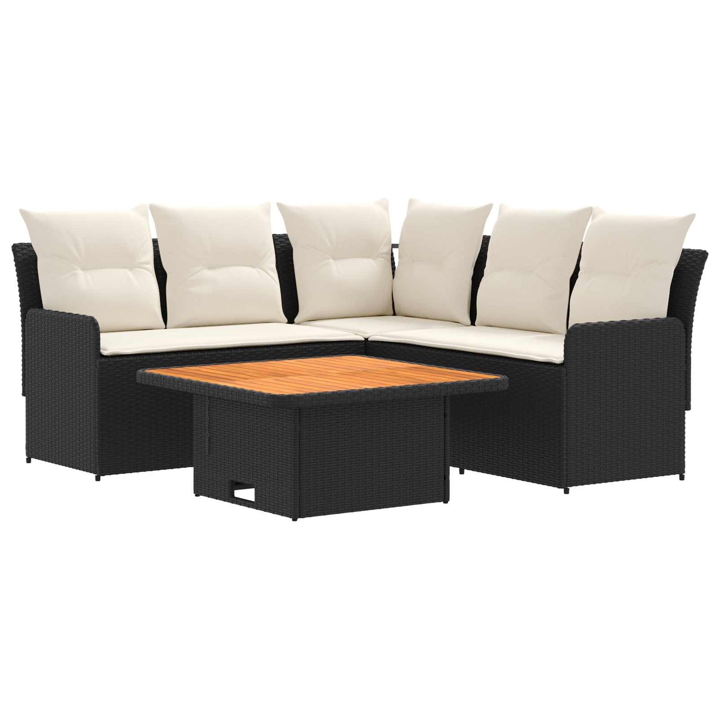 Möbelsets 4 stk. Schwarz und Creme PE-Rattan