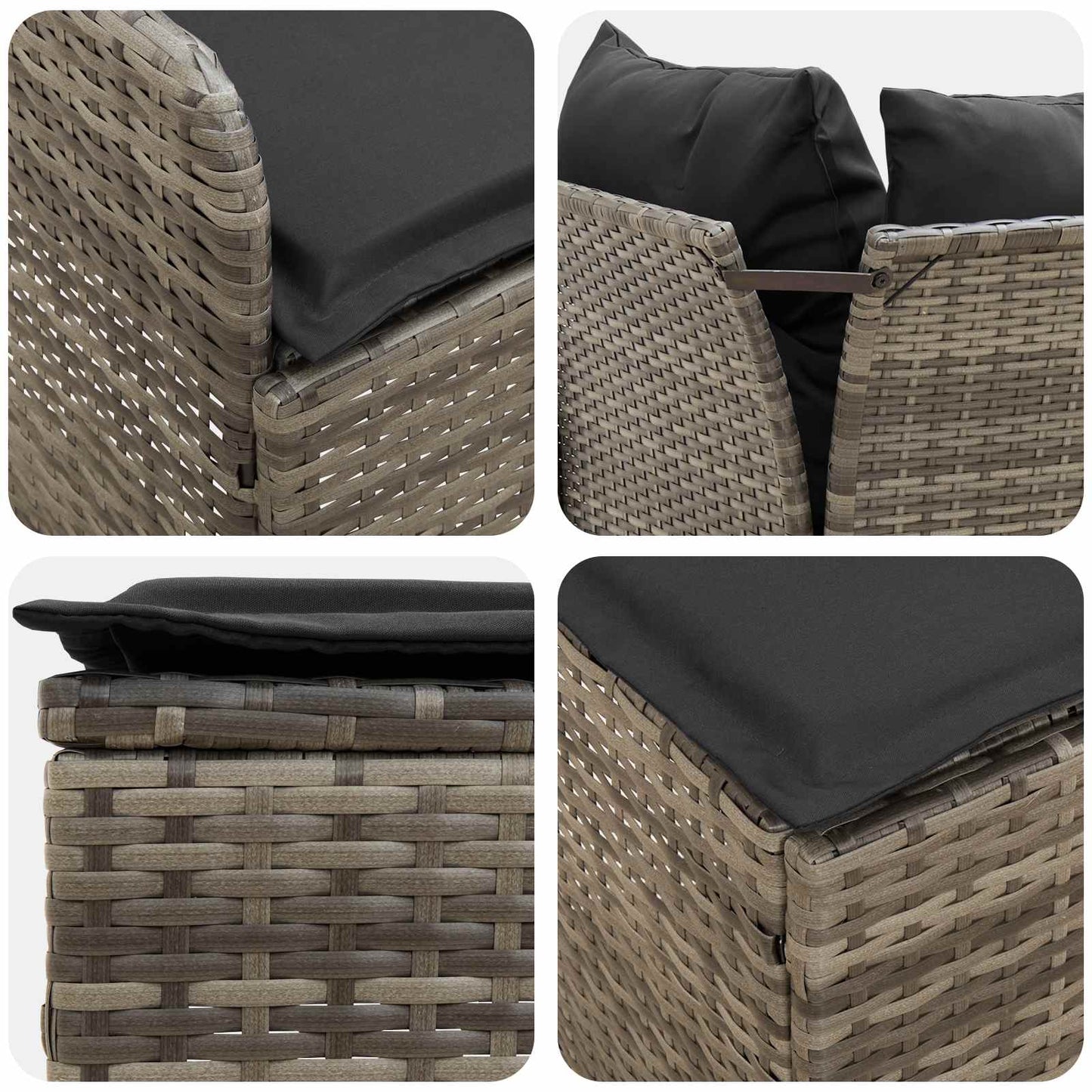 Möbelsets 4 stk. Grau und Dunkelgrau PE-Rattan