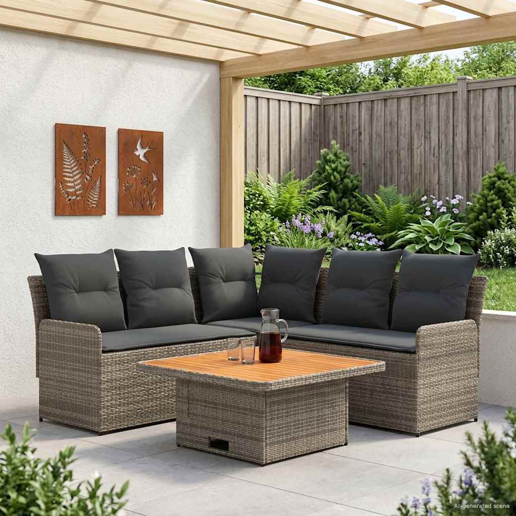 Möbelsets 4 stk. Grau und Dunkelgrau PE-Rattan