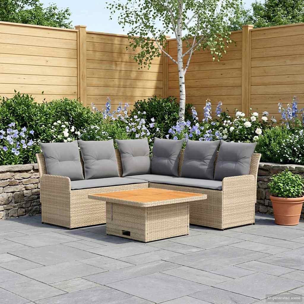 Möbelsets 4 stk. Beige und Hellgrau PE-Rattan