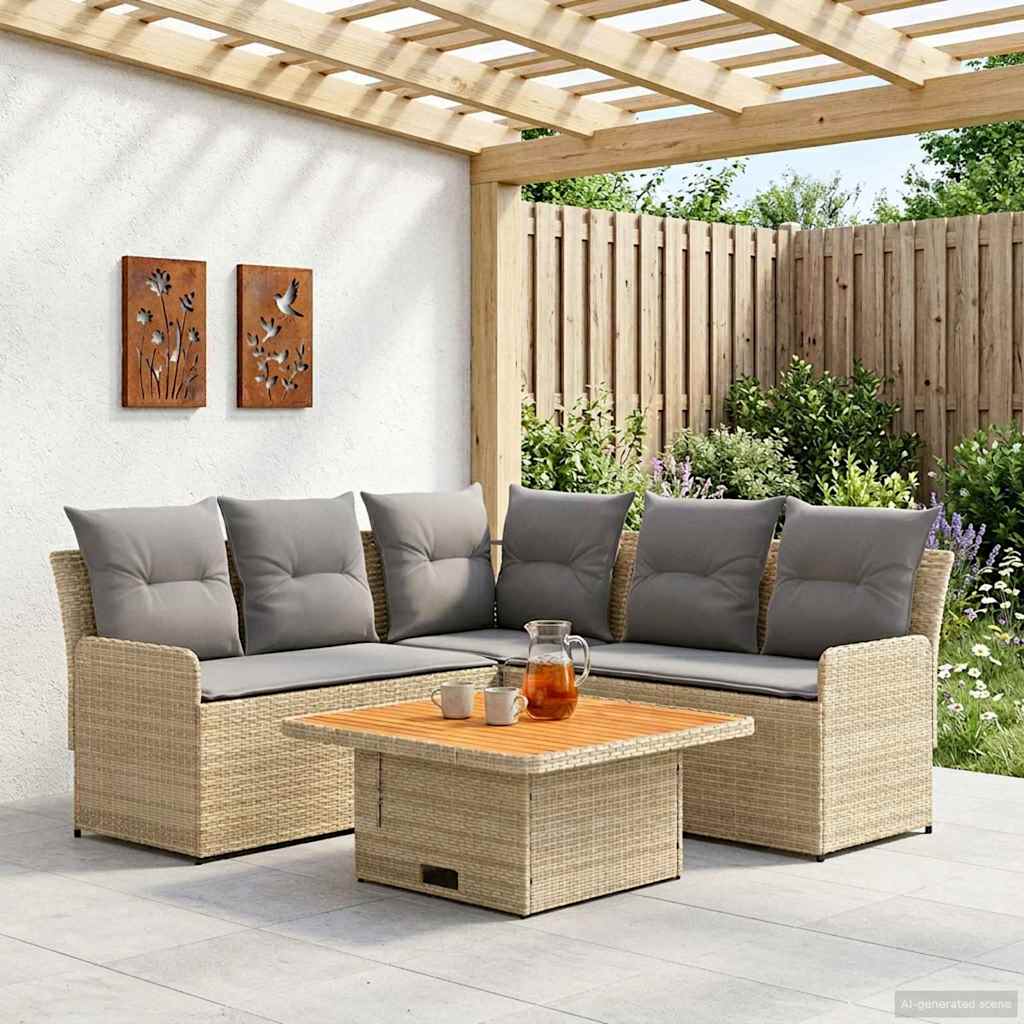 Möbelsets 4 stk. Beige und Hellgrau PE-Rattan