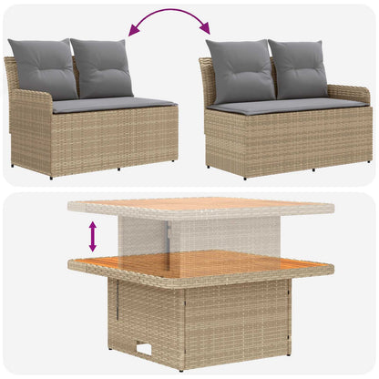 Möbelsets 4 stk. Beige und Hellgrau PE-Rattan
