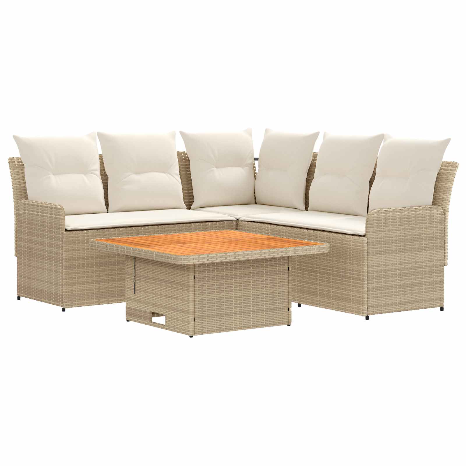 Möbelsets mit Kissen 4 pcs Beige und Creme PE-Rattan