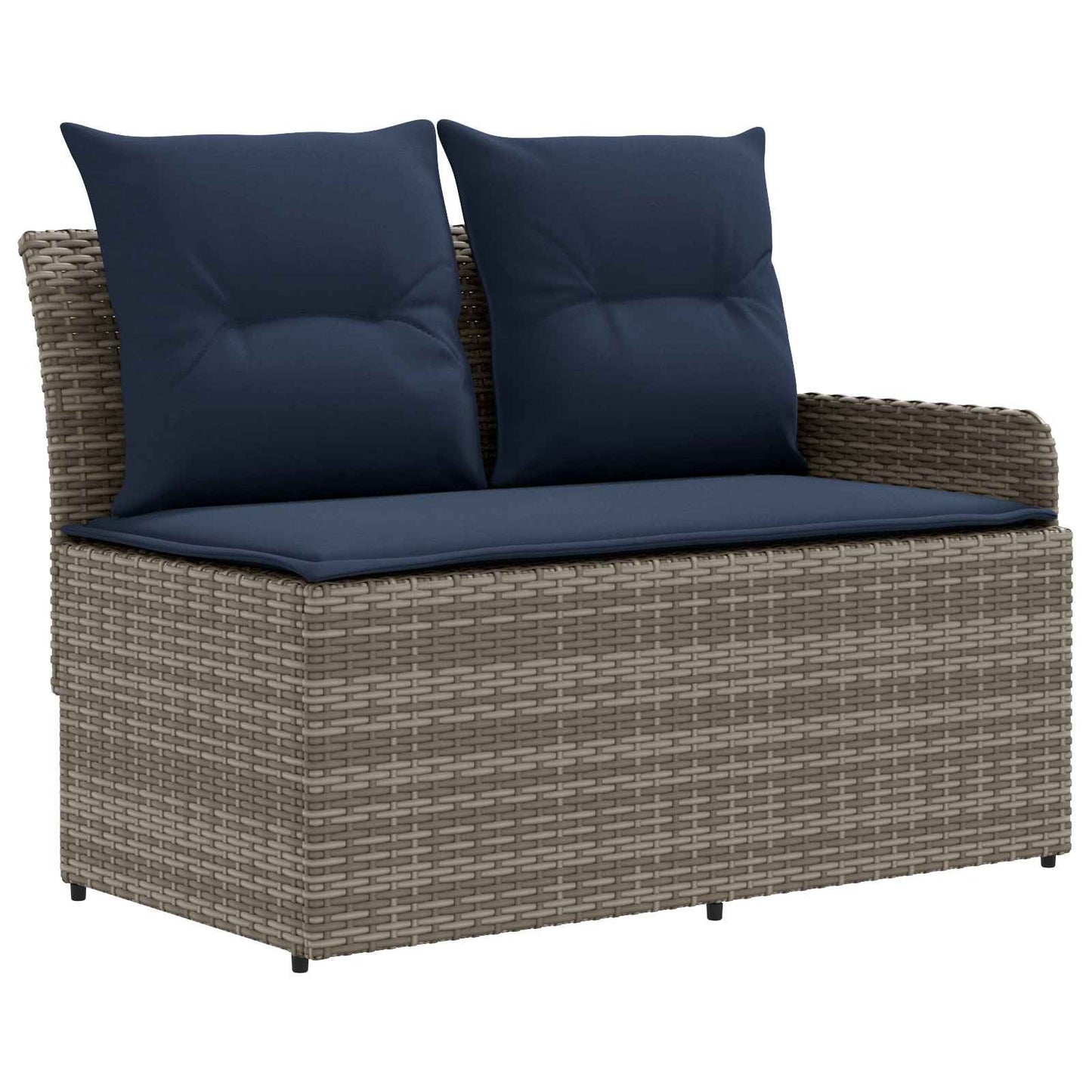 Möbelsets mit Kissen 4 pcs Grau und Marineblau PE-Rattan