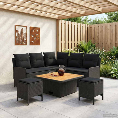 Möbelsets 6 stk. Schwarz PE-Rattan