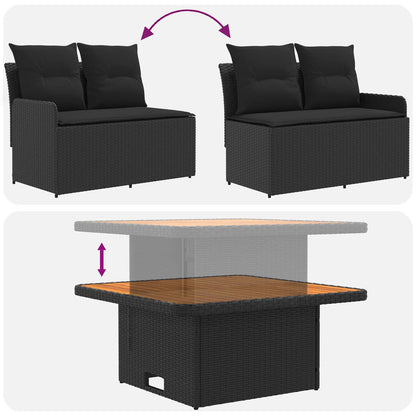 Möbelsets 6 stk. Schwarz PE-Rattan