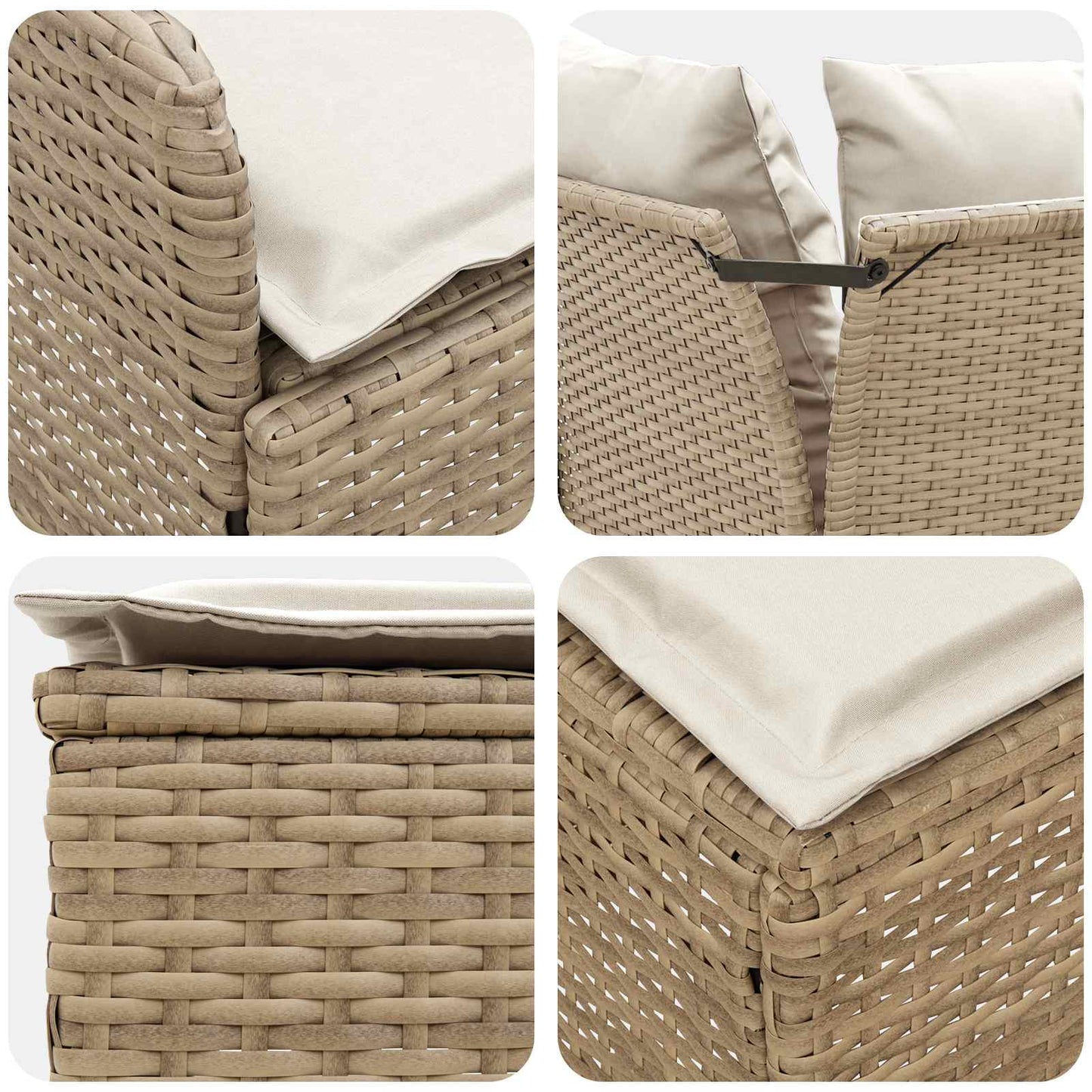 Möbelsets 6 stk. Beige und Creme PE-Rattan