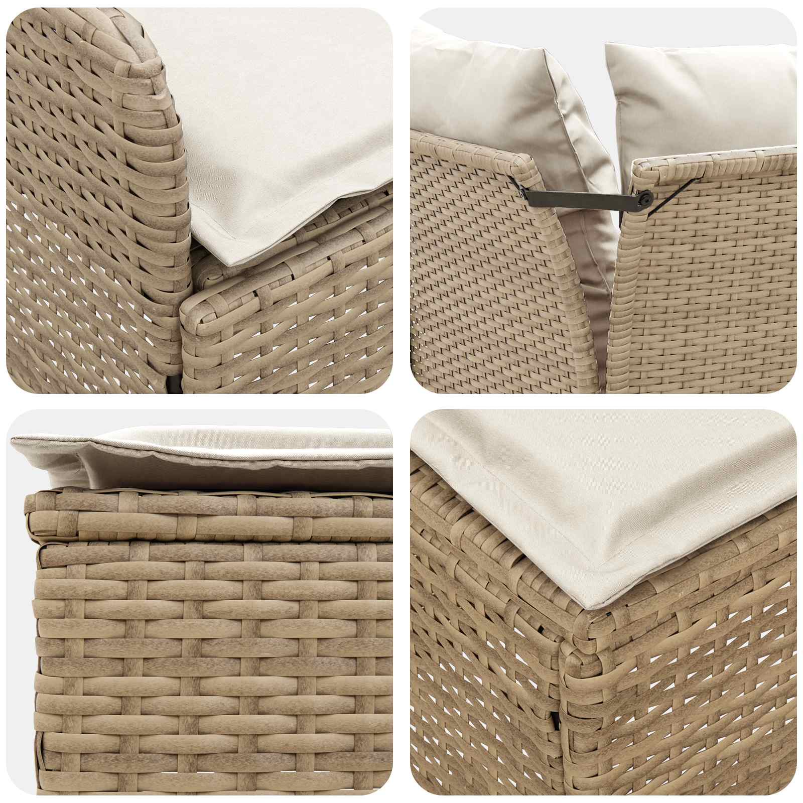 Möbelsets 6 stk. Beige und Creme PE-Rattan
